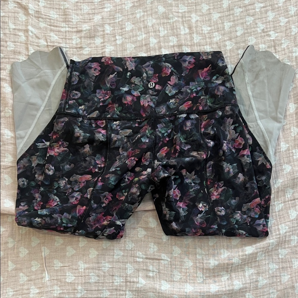 Lululemon Athletica Floral Black Athletic Shorts